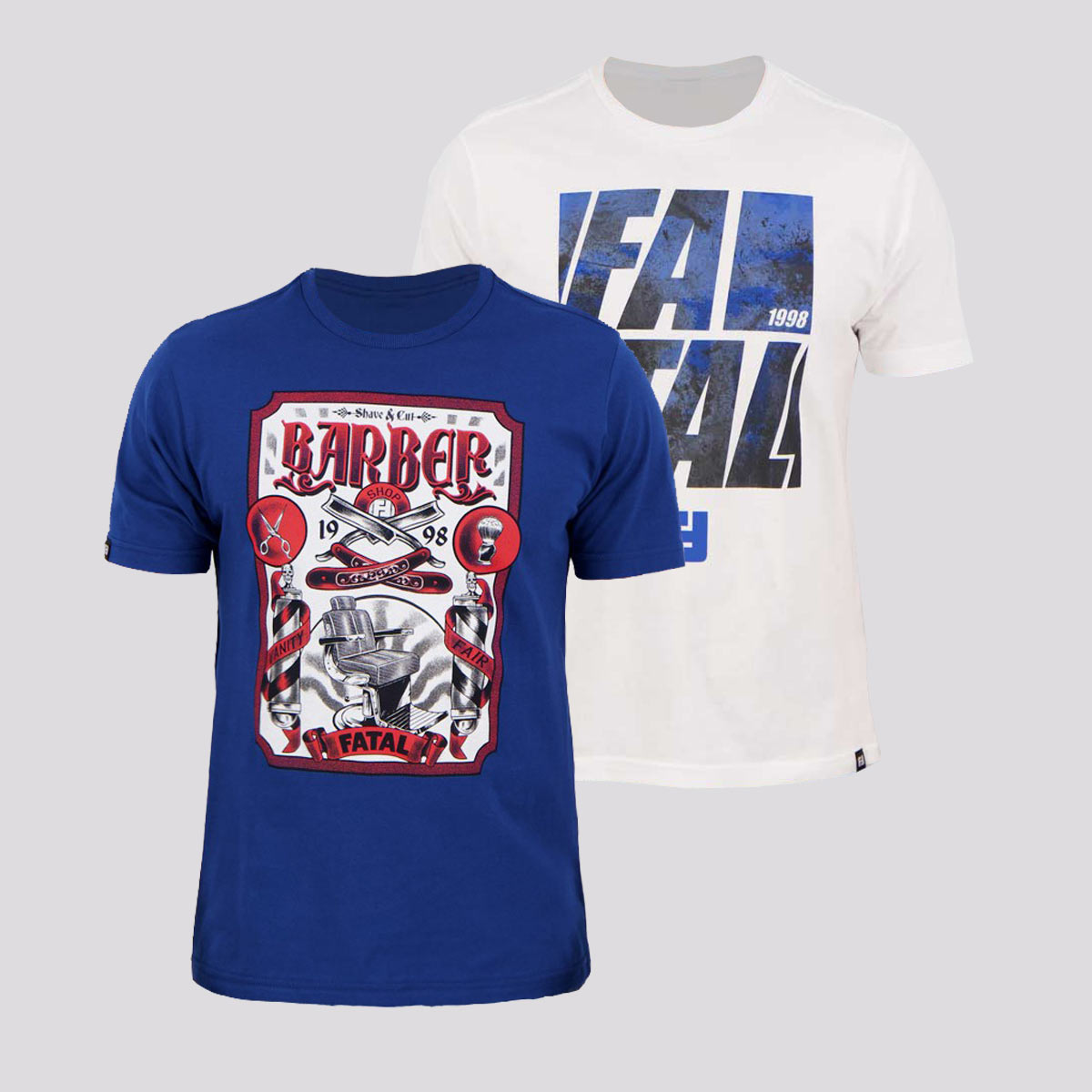 Kit de 2 Camisetas Fatal Basic Branca e Azul