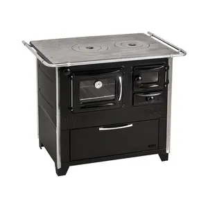 Fogão a Lenha 4 Bocas Hidro Prime Box N 2 Preto com Forno 42L e Chapa Superior em Ferro Fundido Fogão A Lenha Lado Esquerdo Prime Box N 2 Preto Hidro