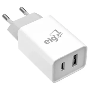 Carregador de Parede Universal ELG Porta USB-C + USB-A, Branco - W124C
