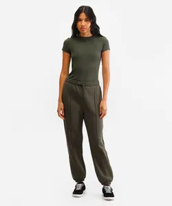 calça jogger feminina de moletom básica verde GG