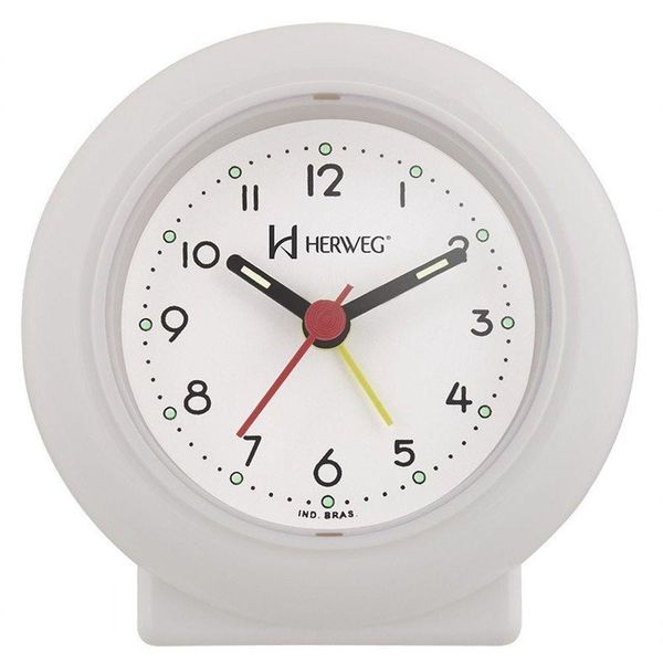 Despertador Analógico Redondo Tradicional Quartz Branco - Branco
