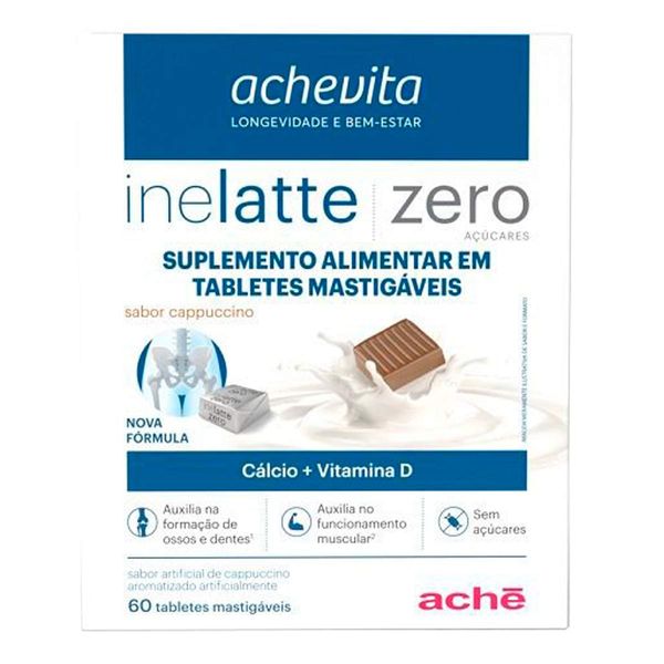 Inelatte Cálcio + Vitamina D Cappucino 60 Tabletes Ache