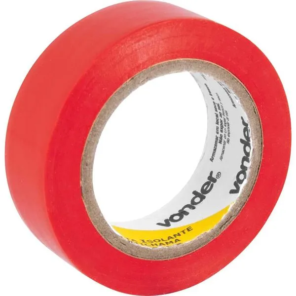 Fita isolante de PVC 19 mm x 10 m colorida - VONDER Fita isolante 19 mm x 10 m vermelha com 10 peças - VONDER