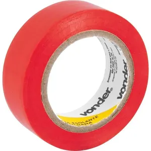 Fita isolante de PVC 19 mm x 10 m colorida - VONDER Fita isolante 19 mm x 10 m vermelha com 10 peças - VONDER