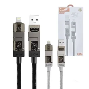 Cabo de Dados 4 em 1 Usb Tpc Lightning Pd 27W 240W 1,20m para Carregamento e Transferência Eletromex Cabo de Dados 4 em 1 Usb Tpc Lightning Pd 27W 240W 1,20m para Carregar Eletromex