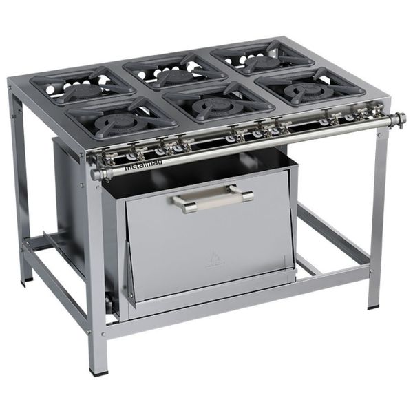 Fogão Industrial Stori Premium 6 Bocas 30x30 Forno M19 Aço Inox 430 Metalmaq
