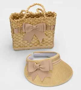 Bolsa de Palha com Viseira Laço Areia Areia