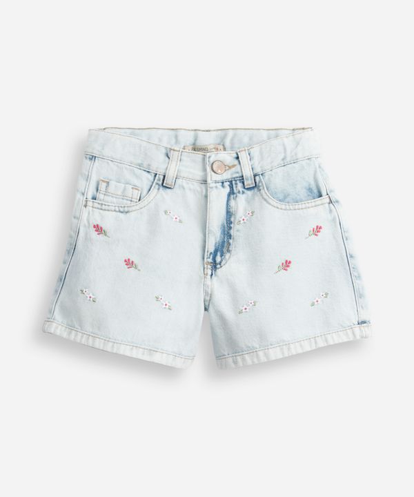 short mom infantil jeans floral azul 6