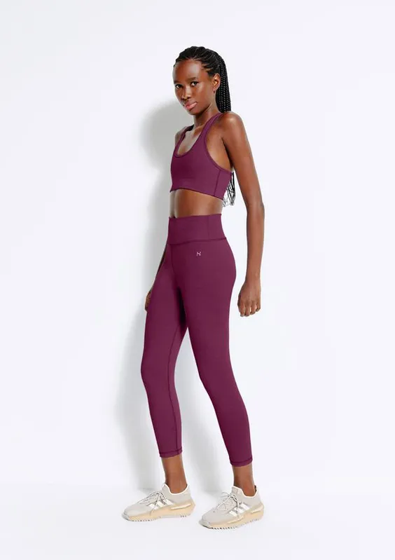 Calça Legging Esportiva Feminina Com Secagem Rápida - Vinho M