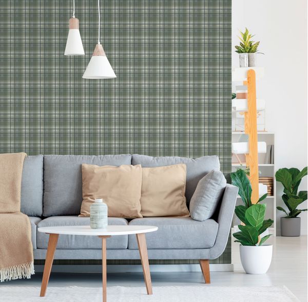 Papel de Parede Essential Xadrez Grid Verde ES98195
