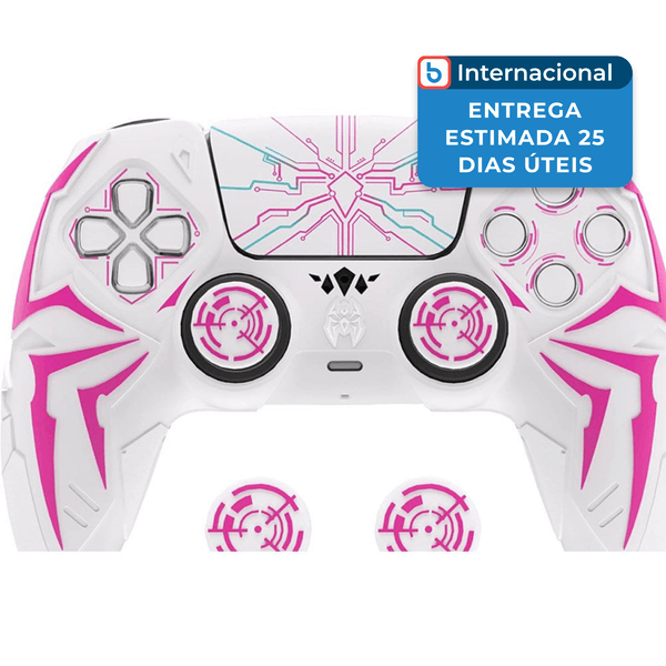 Capa para Controle PS5 Aranha Cibernética PlayVital Branco/Rosa A-MBI