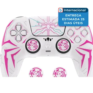 Capa para Controle PS5 Aranha Cibernética PlayVital Branco/Rosa A-MBI