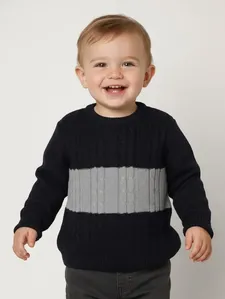 Blusão Tricot Infantil Para Menino - MARINHO/CINZA 1
