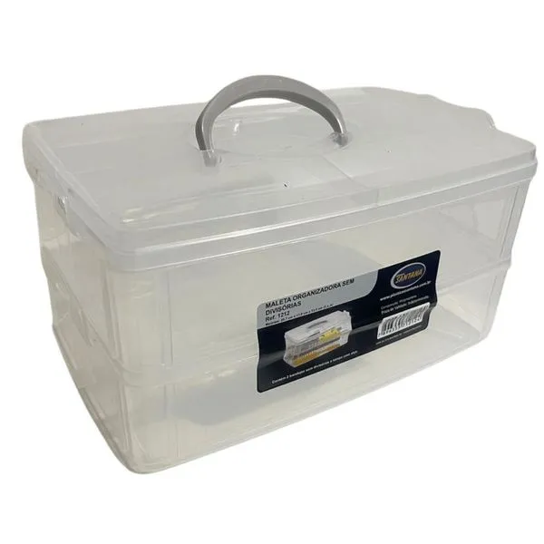 Maleta Organizadora Multiuso Modular Grande sem Divisórias Transparente Plásticos Santana Maleta Organizadora Modular Grande sem Divisórias Transparente Plásticos Santana