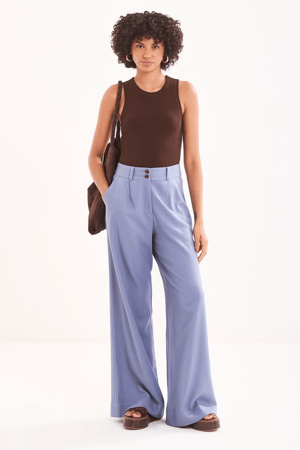 calça antonia pantalona prega bolso faca AZUL LUNA P