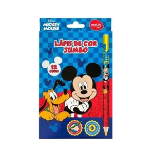 Lápis de Cor Jumbo Molin do Brasil Mickey Mouse Estampa 3 com Ponta Grossa para Fácil Pegada Caixa com 12 Unidades Lápis de Cor Jumbo Molin do Brasil Mickey Mouse Estampa 3 com 12 Unidades em Caixa Multicolorido