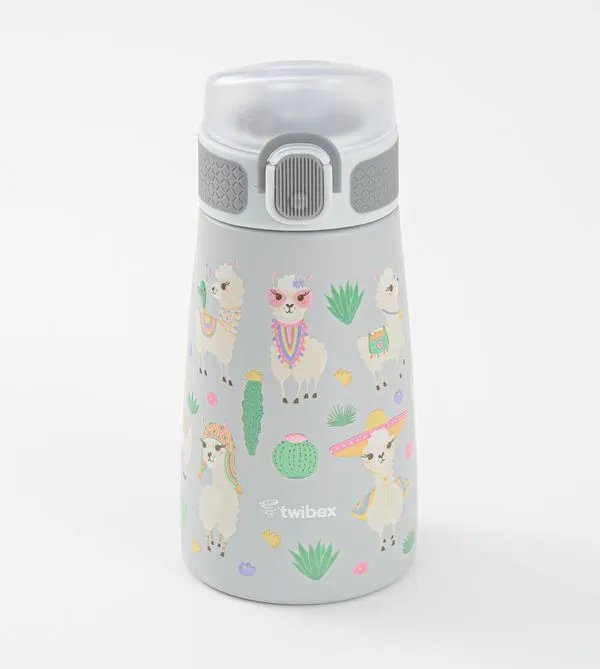Garrafa Térmica Inox Parede Dupla Lhama 3D 350ml Twibex Cinza
