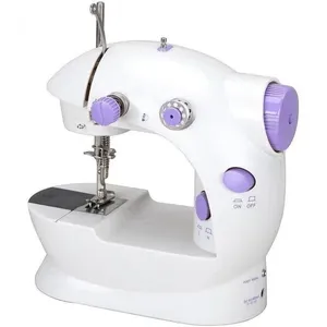 Mini Máquina de Costura Portátil Markelk Ajustável 2 Velocidades Fio Duplo Branco Rosa com Pedal Bivolt Mini Máquina De Costura Ajustável De 2 Velocidades Com Fio Duplo Portátil Máquina De Costura Multifuncional
