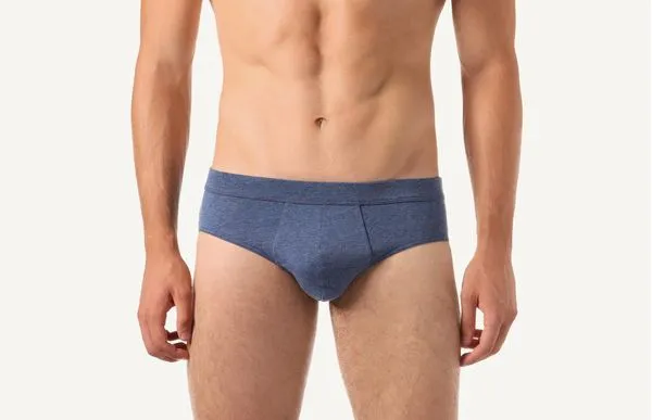 Cueca De Algodão Elástico - Azul M