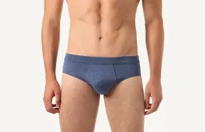 Cueca De Algodão Elástico - Azul P