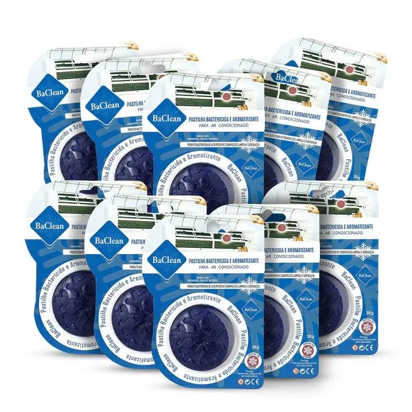 Kit com 10 Pastilhas Bactericida Aromatizante para Ar Condicionado Lavanda