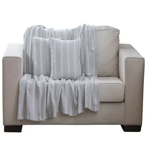Kit Manta Sofá 3 Peças Vaticano Cor0002 Cinza/cru 20240 - BecaDecor
