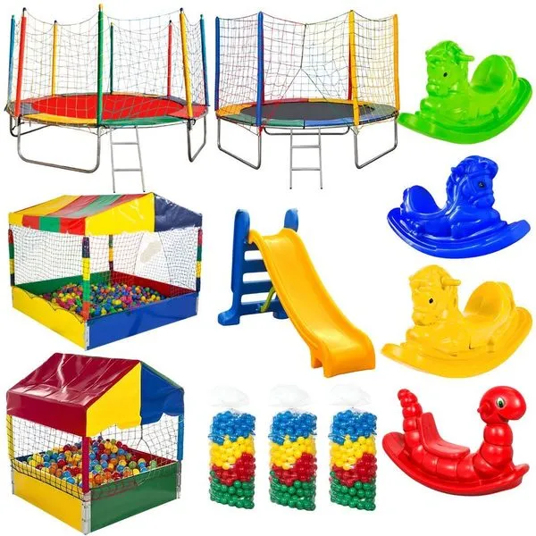 Kit Pula Piscina de Bolinhas Escorregador e Gangorra Infantil Completo Rotoplay Brinquedos Kit Pula Piscina de Bolinhas Escorregador e Gangorra Rotoplay