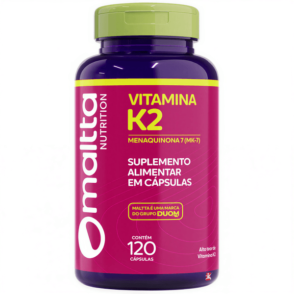 VITAMINA K2 MENAQUINONA MK7 140MCG 117% IDR APENAS 1 AO DIA 120 CÁPSULAS – MALTTA NUTRITION