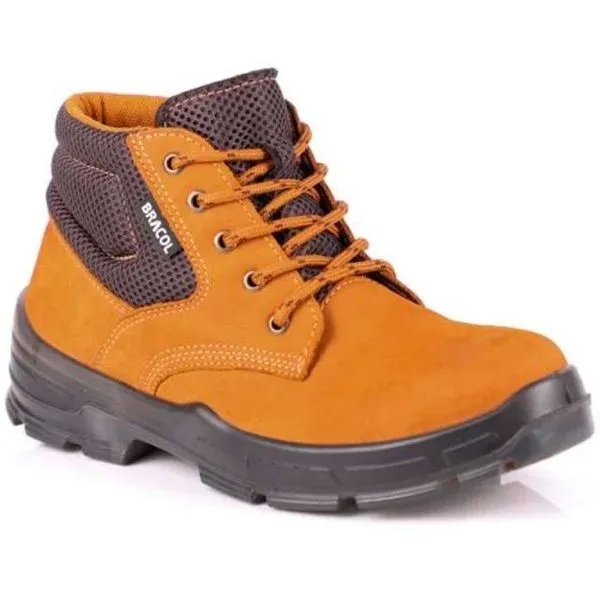 Bota Bracol Nº38 Bae Couro Nobuck Cadarço Bico Plástico Marrom Castor (MP)