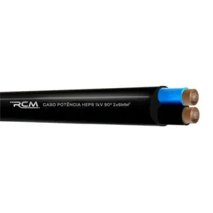 Cabo de Potência Herr 90 graus 1KV 2X6MM em Cobre para Distribuição de Energia RCM Cabos Elétricos Cabo de Potência Herr 90 graus 1KV 2X6MM em Cobre para Automação Industrial RCM Cabos Elétricos