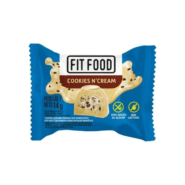 Bombom Fit Food Chocolate Branco Cookies & Cream Zero Lactose 14g BOMBOM FIT FOOD BRANCO COOKIES N CREAM Z