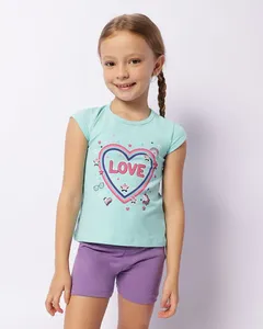 Conjunto Infantil Curto Estampa Frontal Love Verde 4
