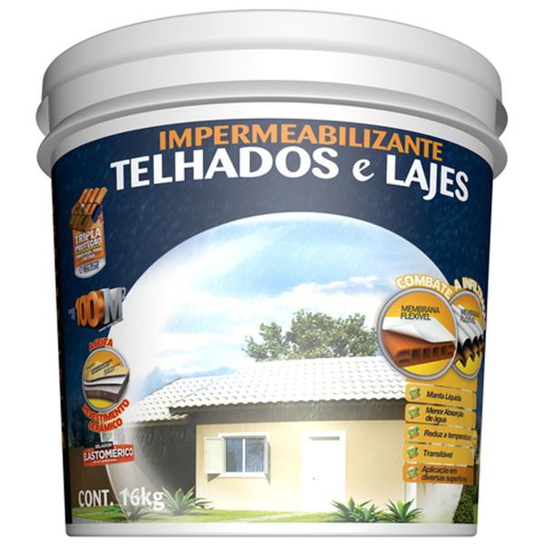 Tinta Impermeabilizante Para Telhados e Lajes Cerâmica 16Kg