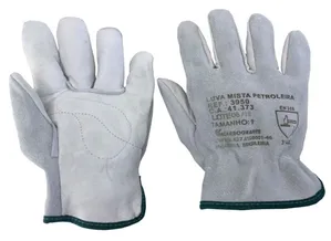 Luva Mista Petroleira Carbografite 7cm orelha Cinza