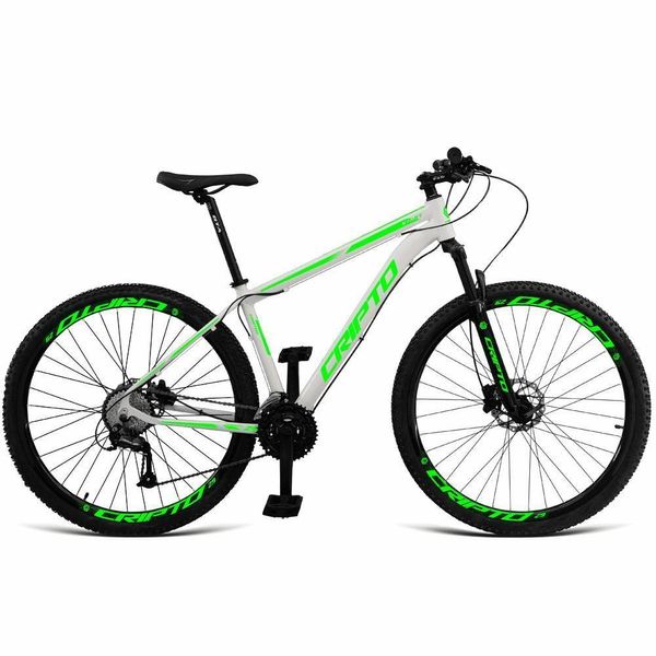 Bicicleta Aro 29 Cripto 24 Marchas Freios Disco E Suspensão - Branco-verde - 19" Branco-verde