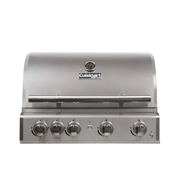 Arkton Premium 75cm Churrasqueira a Gás para Embutir Aço Inox 304 com Pedra de Pizza 220V Cuisinart Churrasqueira a Gás Cuisinart Arkton Premium 75cm com 4 Queimadores 220V
