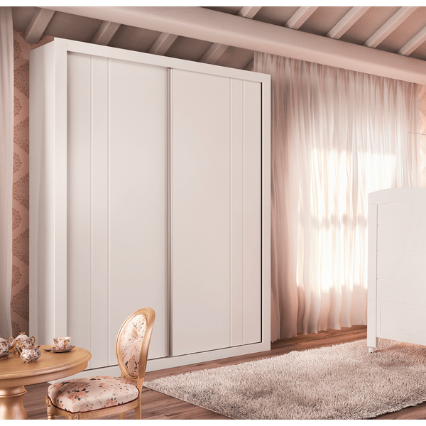 Guarda-roupa 2 Portas, 3 Gavetas, Pintura UV, MDF - Carolina Móveis Eva Branco Fosco