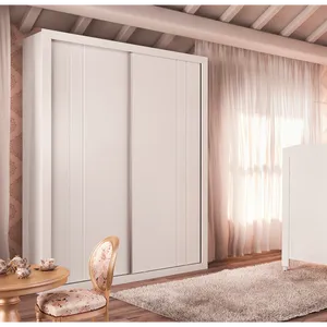 Guarda-roupa 2 Portas, 3 Gavetas, Pintura UV, MDF - Carolina Móveis Eva Branco Fosco