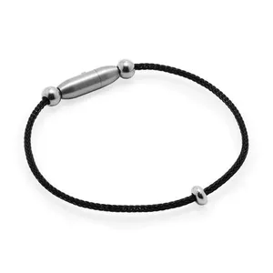Pulseira Black Beauty de Cabo de Aço Slim Preta G