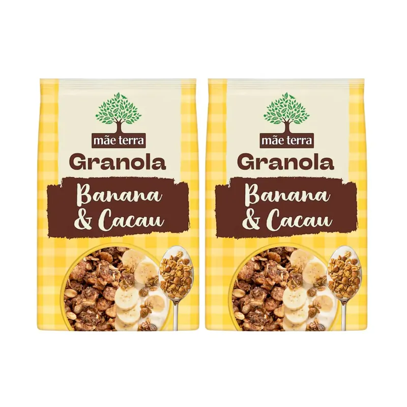 Kit Granola Vegana Com Banana E Cacau Mãe Terra - 2 Unidades 250g