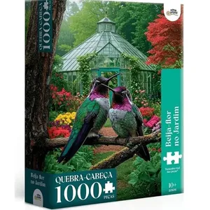 Puzzle Beija-flor no Jardim 1000 Peças Estimula Concentração e Paciência Novo Visual Puzzle Beija-flor no Jardim 1000 Peças Concentração Novo Visual