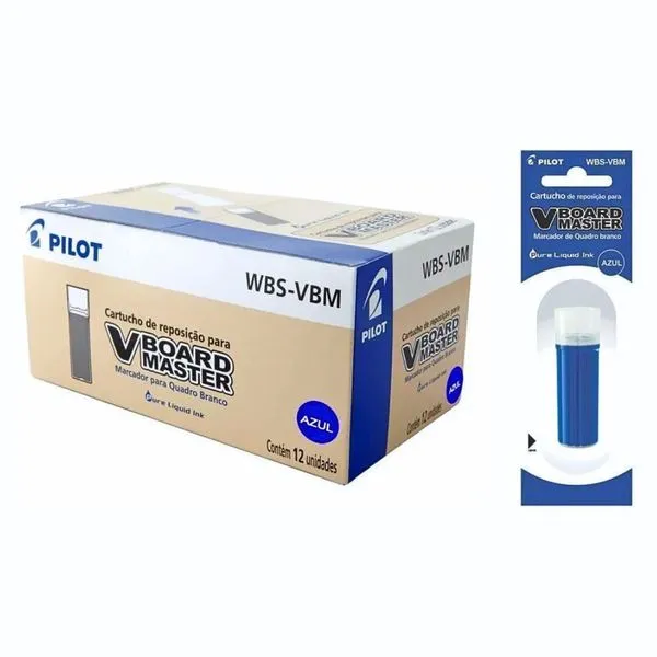 Refil para Marcador de Quadro Branco Pilot V-Board Master com Escrita Suave Caixa com 12 Unidades Azul Caixa 12 Unidades Refil Marcador V-board Master (quadro Branco) Pilot Azul
