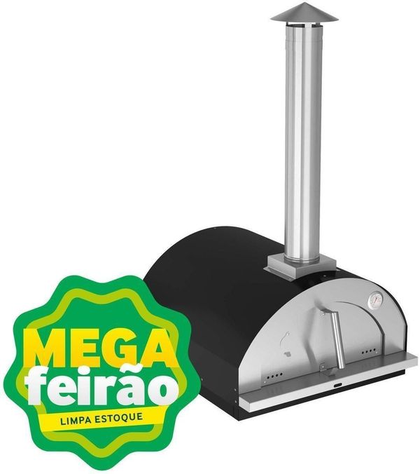 Forno de Pizza a Lenha Firenze Gourmet Preto 1 Pizza Grande 610IN Metávila 65,4x42x77cm