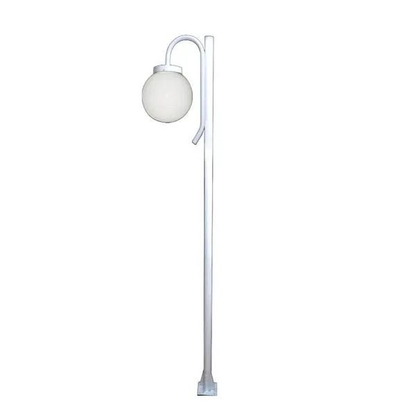 Poste Luminária Globo P Braço Curvo Baixo Jardim 200cm Branco Ouro Minas Poste Luminária Globo P Braço Curvo Baixo Jardim Branco Ouro Minas