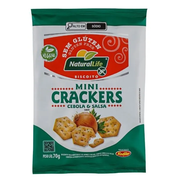 Biscoito Mini Crackers Natural Life Sem Glúten Cebola e Salsa 70g