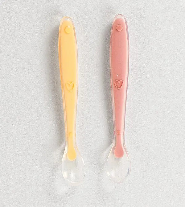 Kit Colheres de Silicone com 2 Unidades Rosa/Laranja Twibex Rosa/Laranja