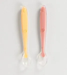 Kit Colheres de Silicone com 2 Unidades Rosa/Laranja Twibex Rosa/Laranja