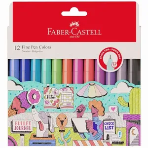 Caneta Hidrográfica Faber-Castell Fine Pen Colors 0.4mm 12 Cores