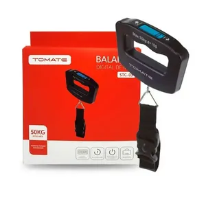 Balança Portátil Digital de Mão Tomate para Malas e Bolsas Até 50KG com Tira de Fixação Viagens Unissex Balança Portátil Digital de Mão Tomate para Bagagens Até 50KG com Desligamento Automático Unissex