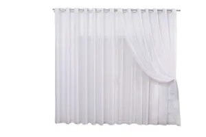 Cortina 5,00x2,50 Sala Quarto Cozinha Varão Voil Duplo Branco